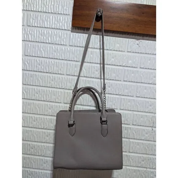 Nine West Women's Gray Solid Square Satchel With Shoulder Strap Handbag - Picture 2 of 6